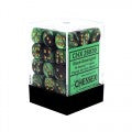 Chessex - Gemini 12mm D6 - Black-Green w/gold Dice Block(36 dice)