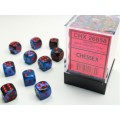 Chessex - Gemini 12mm D6 - Black-Starlight/red Dice Block (36 dice)