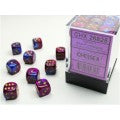 Chessex - Gemini 12mm D6 - Blue-Purple/gold Dice Block (36 dice)