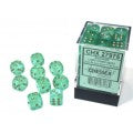 Chessex - Borealis 12mm D6 - Light Green/gold Luminary Dice Block (36 dice)