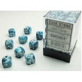 Chessex - Lustrous 12mm D6 - Slate/white Dice Block (36 dice)