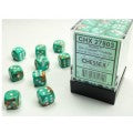Chessex - Marble 12mm D6 - Oxi-Copper/white Dice Block (36 dice)