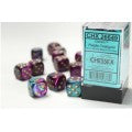 Chessex - Gemini 16mm D6 - Purple-Teal/gold Dice Block (12 dice)